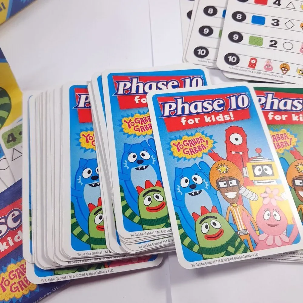 Phase 10 For Kids!‎ Card Game YO GABBA GABBA Fundex 2008 complete Vintage